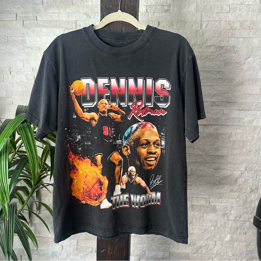 Rodman Apparel Black Multicolor Dennis Rodman Graphic Tee Size Small
